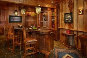 Wooden Interior Design of the Bar